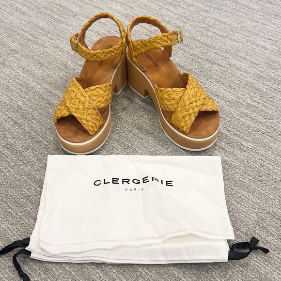 NWOT Clergerie Chrissy Woven Raffia Platform Sandal. - Picture 3 of 12